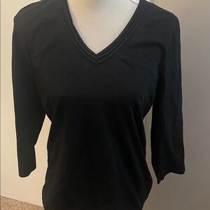 Black V-Neck Women's Top cotton Talbots